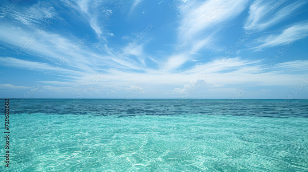 Beautiful view of the blue sea water horizon line Beautiful view of the blue sea water horizon line