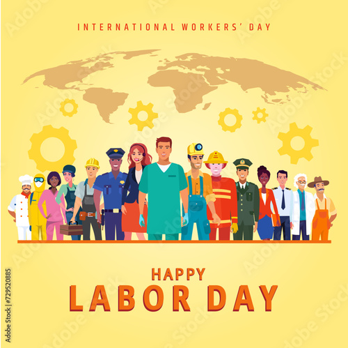 May 1 labor day celebration message, social media post design vector.	