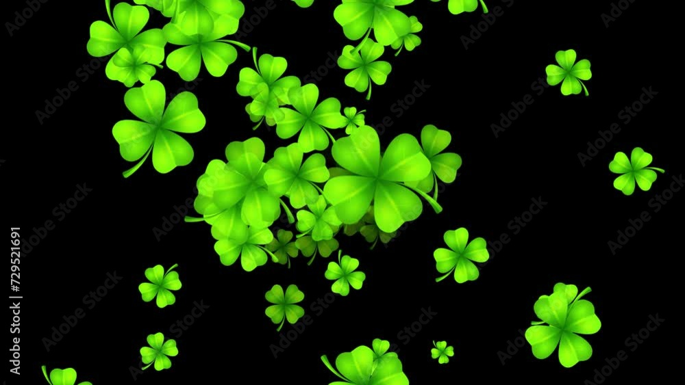 Exploding Shamrock Four-leaf green clovers. Exploding lucky charm leaves. Shamrock ...