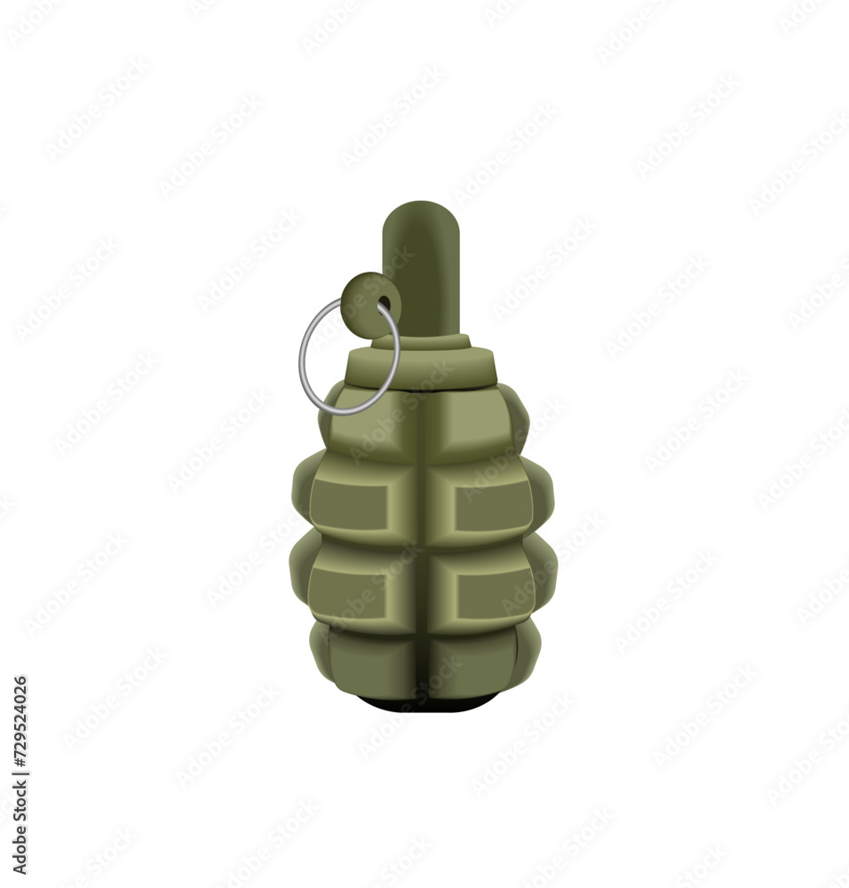 3D Vector illustration of a combat grenade with a ring on a white background 3D Vector illustration of a combat grenade with a ring on a white background