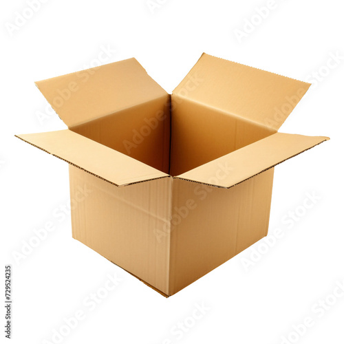 Open carton box isolated on white or transparent background.