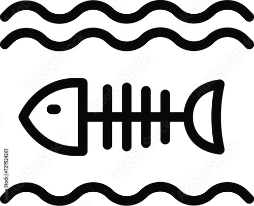 Sea fish skeleton dust icon outline vector. Fumes emission. Ecological problem