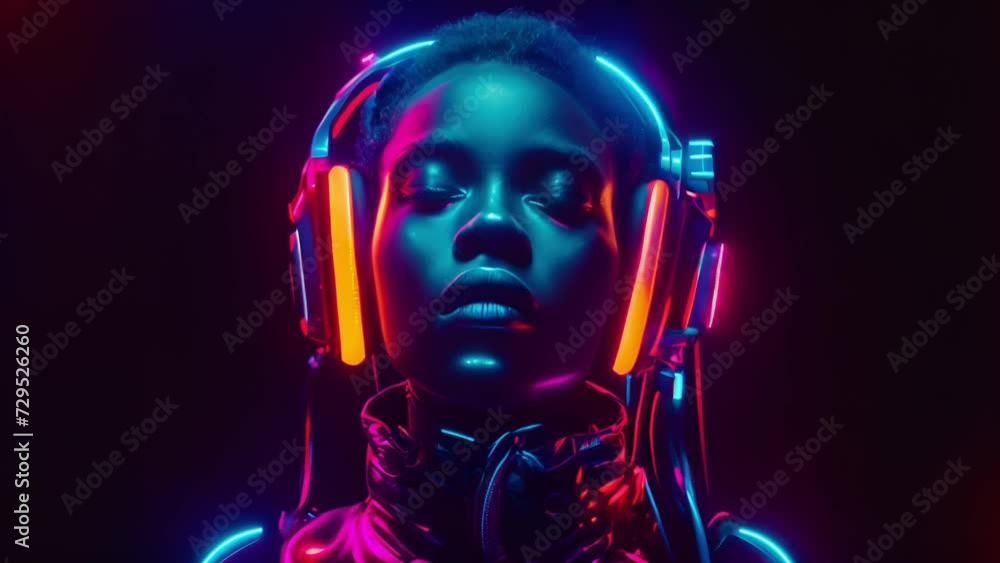 Portrait of Female Afro futurism fashion style. 4k Video footage Portrait of Female Afro futurism fashion style. 4k Video footage