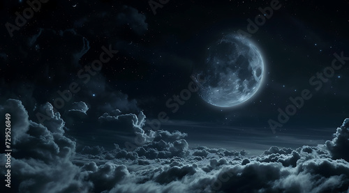 cloudy sky and moon with clouds in