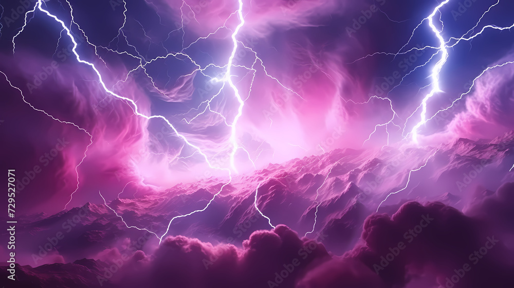 Fototapeta premium Lightning storm over natural landscape