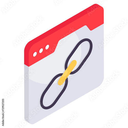 Conceptual isometric design icon of web linkage 