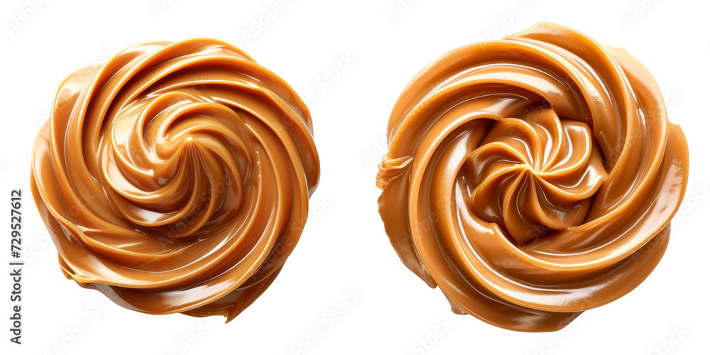 Caramel Swirl Set Isolated on Transparent or White Background, PNG Caramel Swirl Set Isolated on Transparent or White Background, PNG