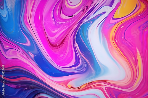 Abstract background of blue and pink paint mixing in water closeup - Ai Generated