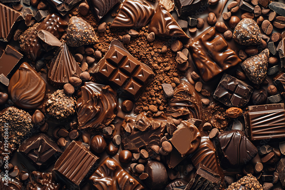 Chocolate background. Melted choco mass/ A mass of chocolate Chocolate swirl background. Clean, detailed melted choco mass. - obrazy, fototapety, plakaty 