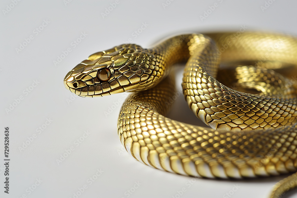 Fototapeta premium Golden color spotted snake on white background