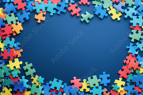 Colorful Puzzle Pieces Arranged in a Circle