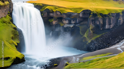Kvernufoss waterfall in Iceland photo