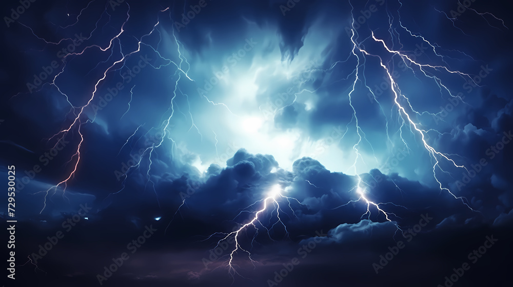 Lightning storm over natural landscape Lightning storm over natural landscape
