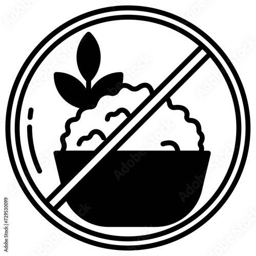 Avoid rice glyph and line vector illustration