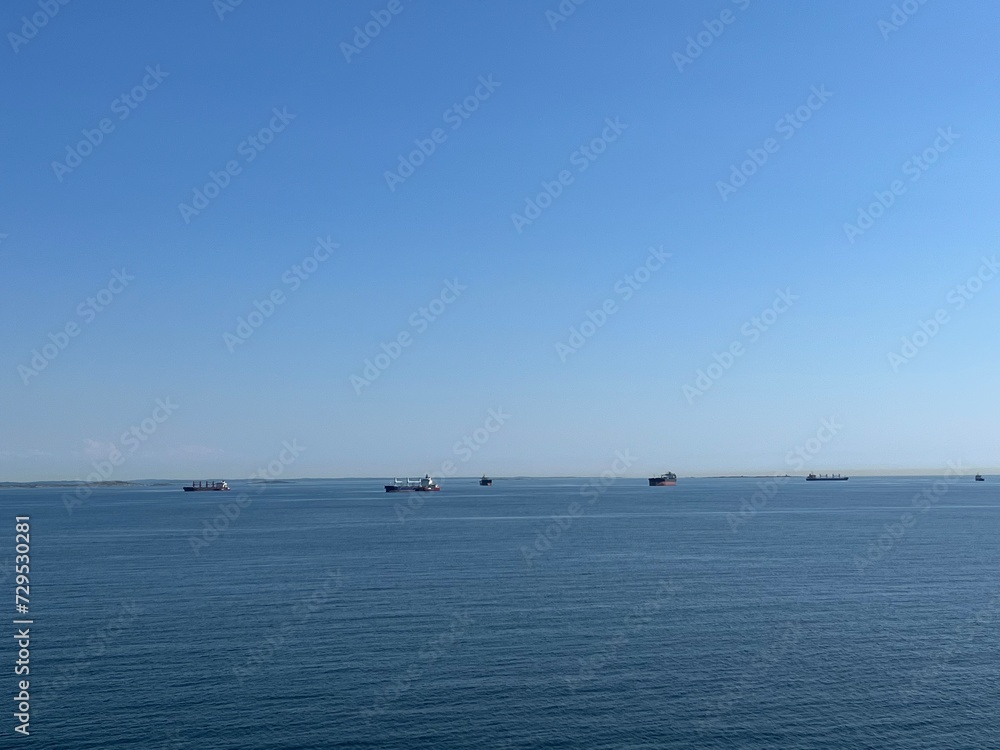 Oil tankers at the sea