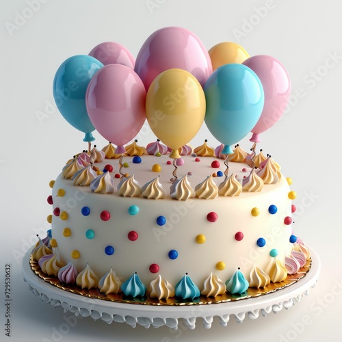 birthday cake decorated with balloons