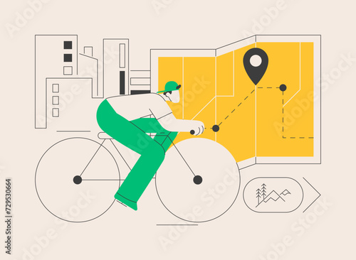 Bike paths network abstract concept vector illustration.