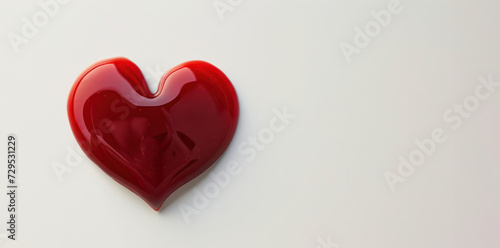 A vibrant red heart-shaped object stands out against a stark white background  symbolizing love  passion  and emotional depth.