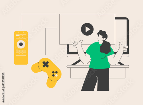 Smart TV accessories abstract concept vector illustration.