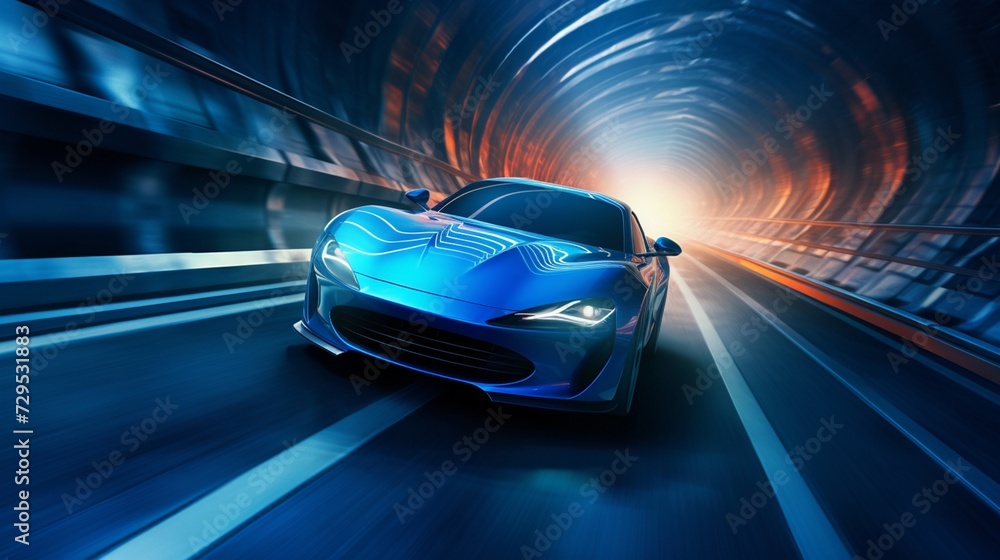 Fototapeta premium fast moving car in motion blur