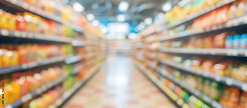 abstract blurred supermarket background. AI generated image