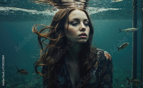 Oceanic Reverie: The Girl Immersed in Water