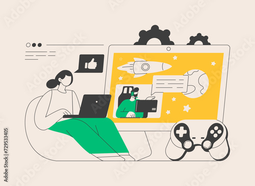 Video game walkthrough abstract concept vector illustration.