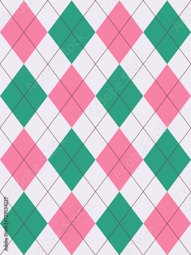 Argyle pattern set in pink green.Seamless geometric pattern for gift card, gift paper, jumper, socks, scarf, other modern spring summer autumn winter fashion textile or paper print