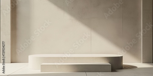 Minimalist Design Podium - Elegant Stage for Product Showcase with Clean Lines  Simple Form  and Neutral Color Palette