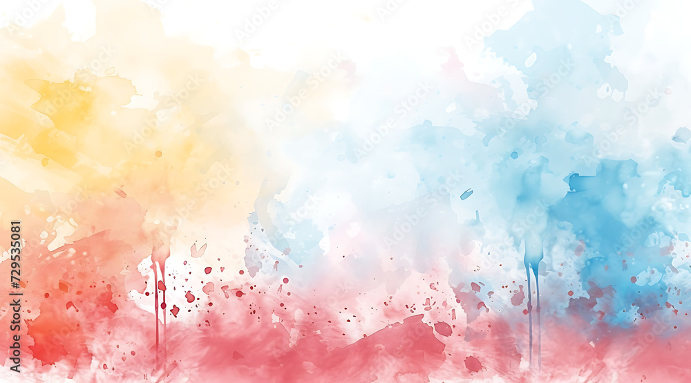 colorful watercolor background with drips in - obrazy, fototapety, plakaty 