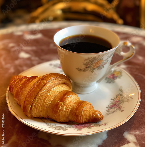 cup of coffee and croissant