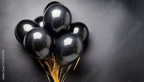 bunch of black balloons on balck black friday concept photo