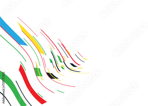 Olympics. Rainbow stripes on a light background, vector illustration. Template with text for flyer design,