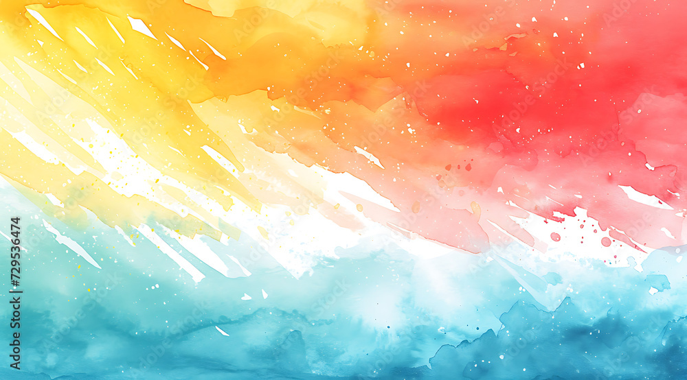 colorful watercolor background with stripes in - obrazy, fototapety, plakaty 