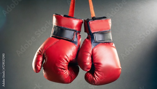 pair of red boxing gloves hanging