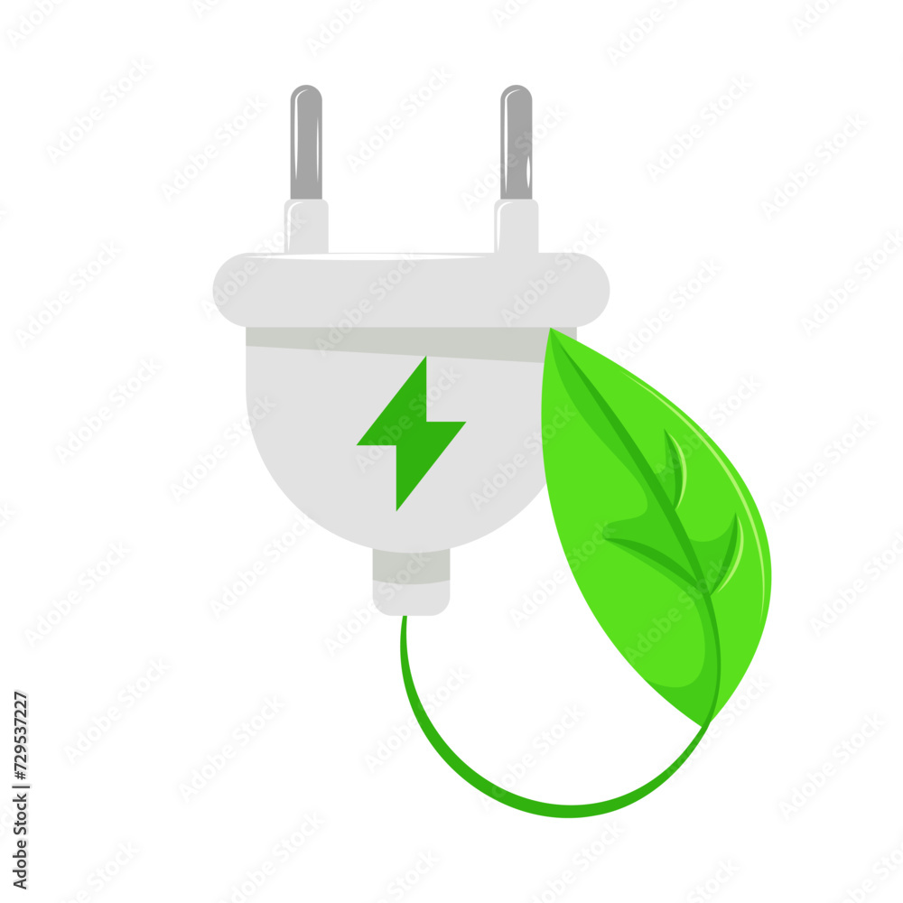 Socket plug and green leaf, green energy concept, alternative energy. Socket plug and green leaf, green energy concept, alternative energy.