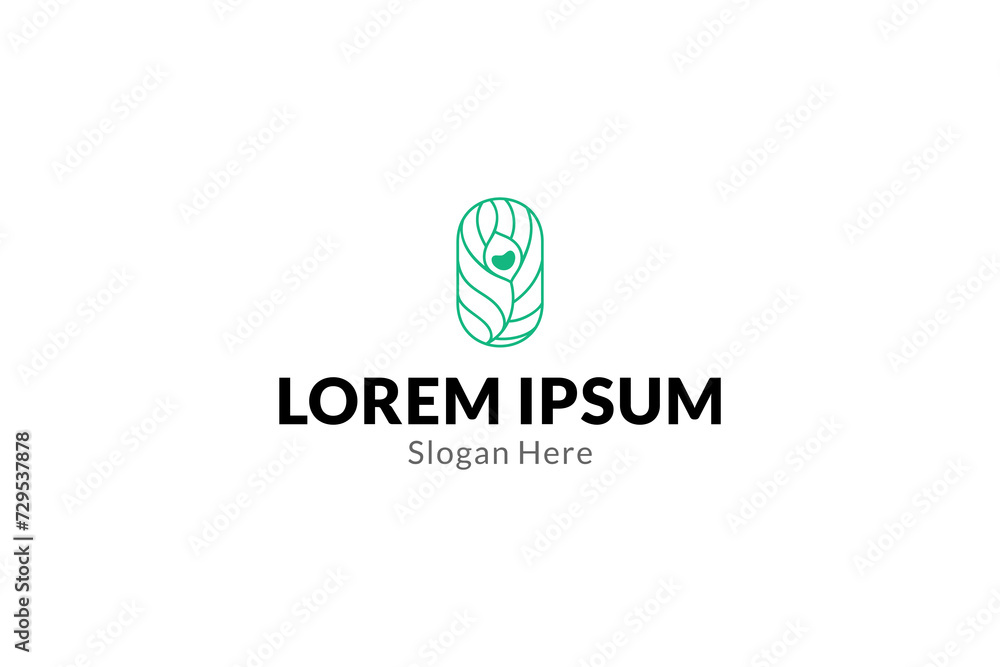 Peacock feather icon line art vector logo design template in oval frame Peacock feather icon line art vector logo design template in oval frame