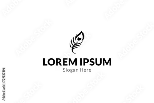 peacock feather icon flat vector logo design template
