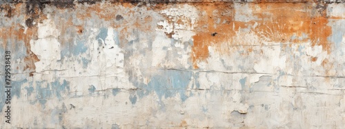 Abstract textured surface with white paint over patches of rust and blue tones. grunge textures for poster and web banner design. Cement texture background  © Ilmi