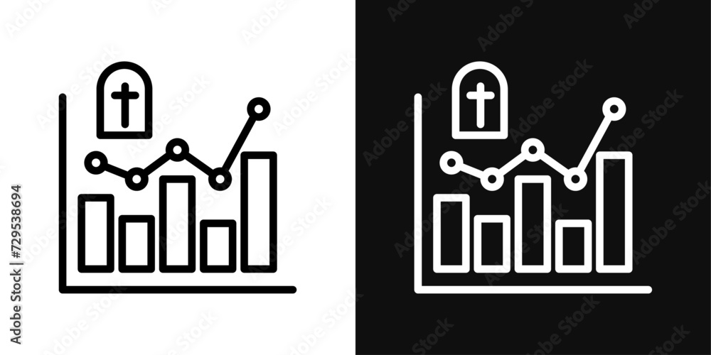 Death Rate Growth Icon Set. Vector Illustration