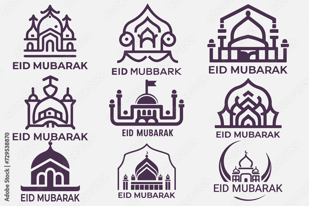 Eid mubarak logo design vector, Eid Mubarak Bundle vector design Eid mubarak logo design vector, Eid Mubarak Bundle vector design