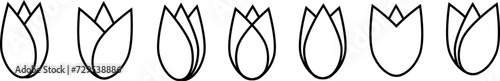 Tulip flower icon vector set. Simple tulip silhouette sign .Black tulip flowers line icons collection .