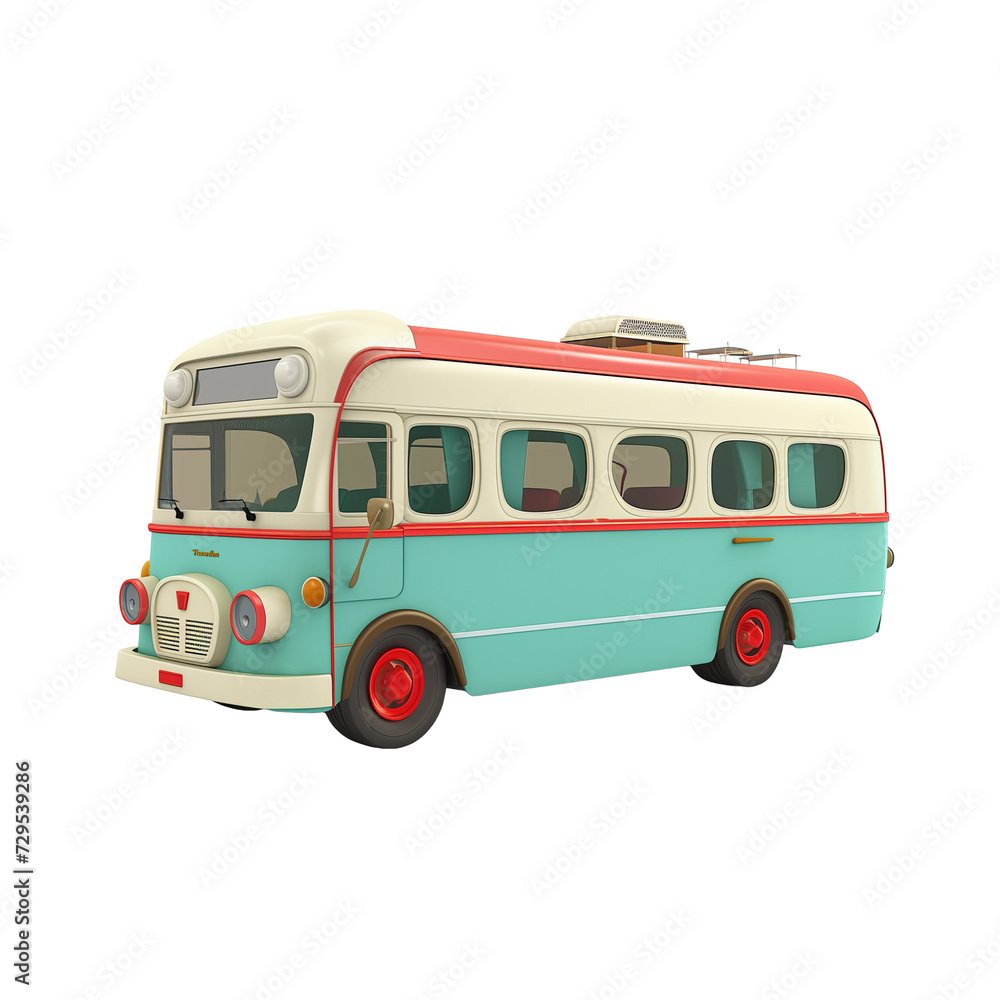 3d rendering - illustration,picnic bus isolated on transparent background