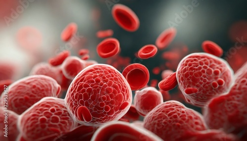 3d abstract red blood cells erythrocytes microbio