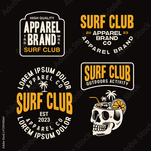 set of summer badges design, vintage emblem design, editable text