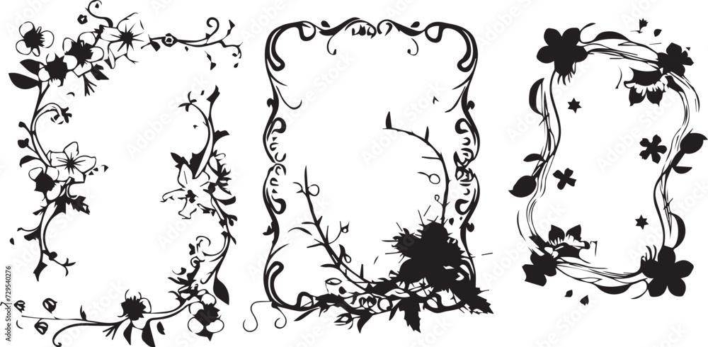 Obraz premium Set Flower frames. Hand drawn vector illustration 