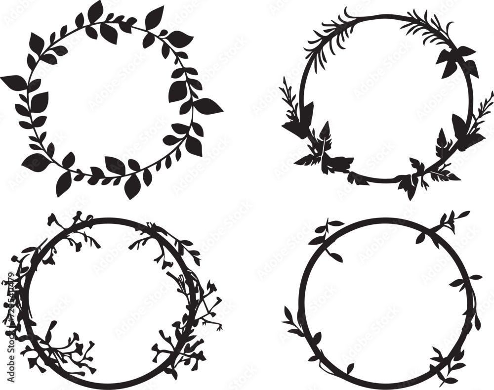 Set Flower frames. Hand drawn vector illustration Set Flower frames. Hand drawn vector illustration