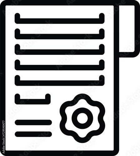 Gear document paper icon outline vector. Voicemail recognition. Aide recording