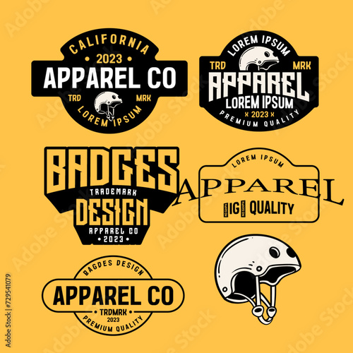 set of skateboard badges design, vintage emblem design, editable text