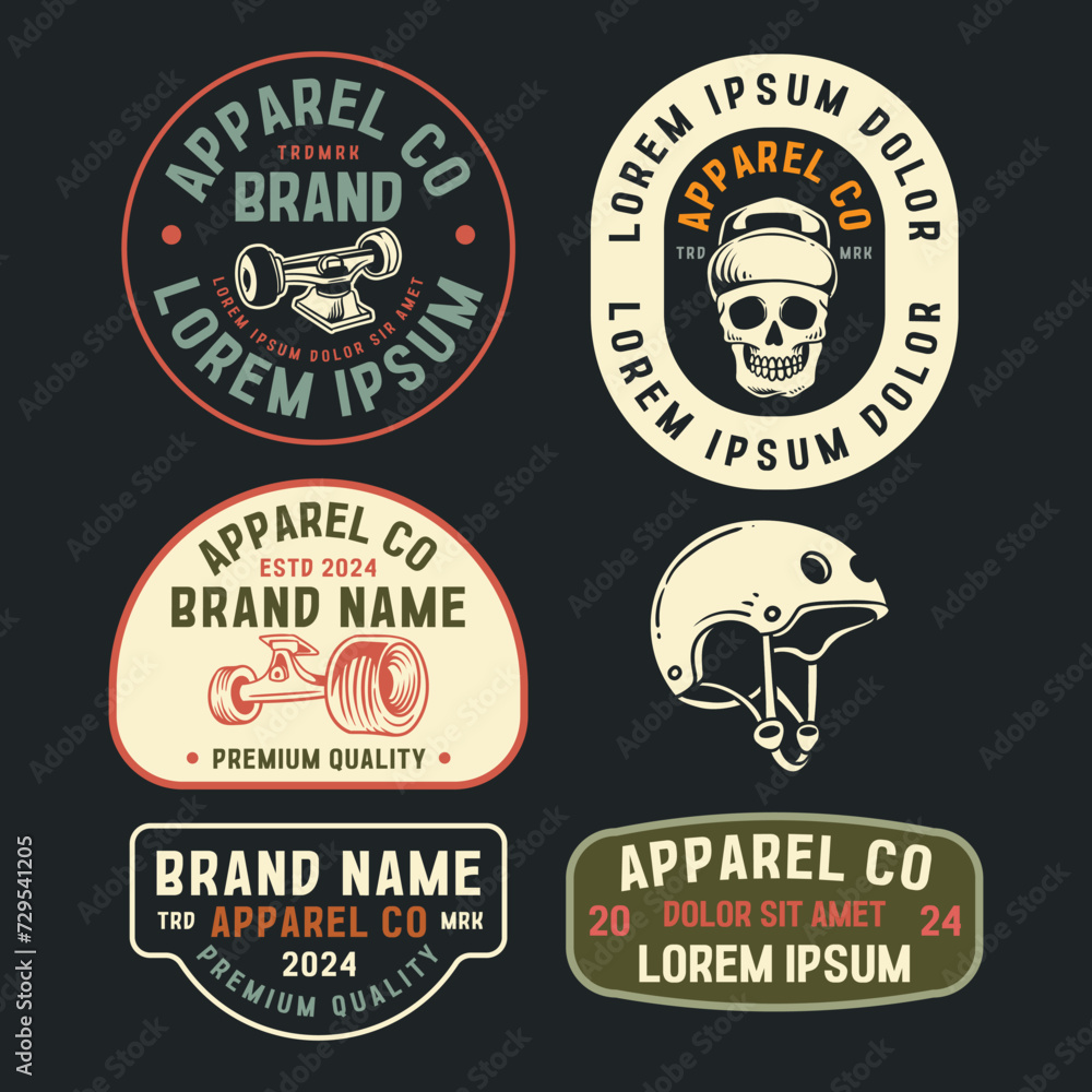 Obraz premium set of skateboard badges design, vintage emblem design, editable text